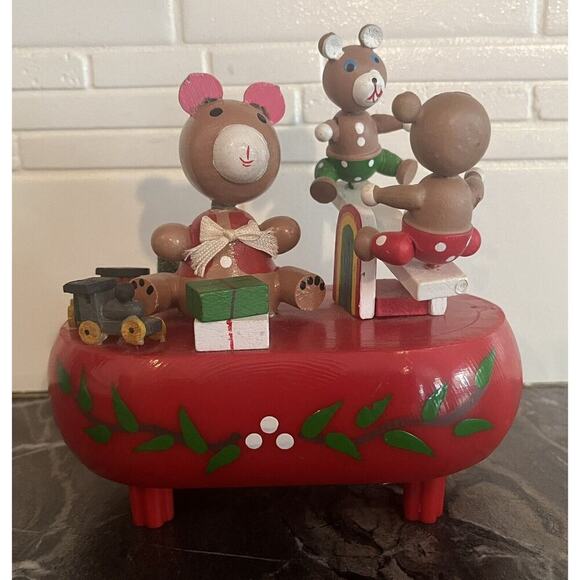 VTG 1960’s Wooden Christmas United China & Glass Taiwan Sanyo Music Box Scene - Picture 4 of 9